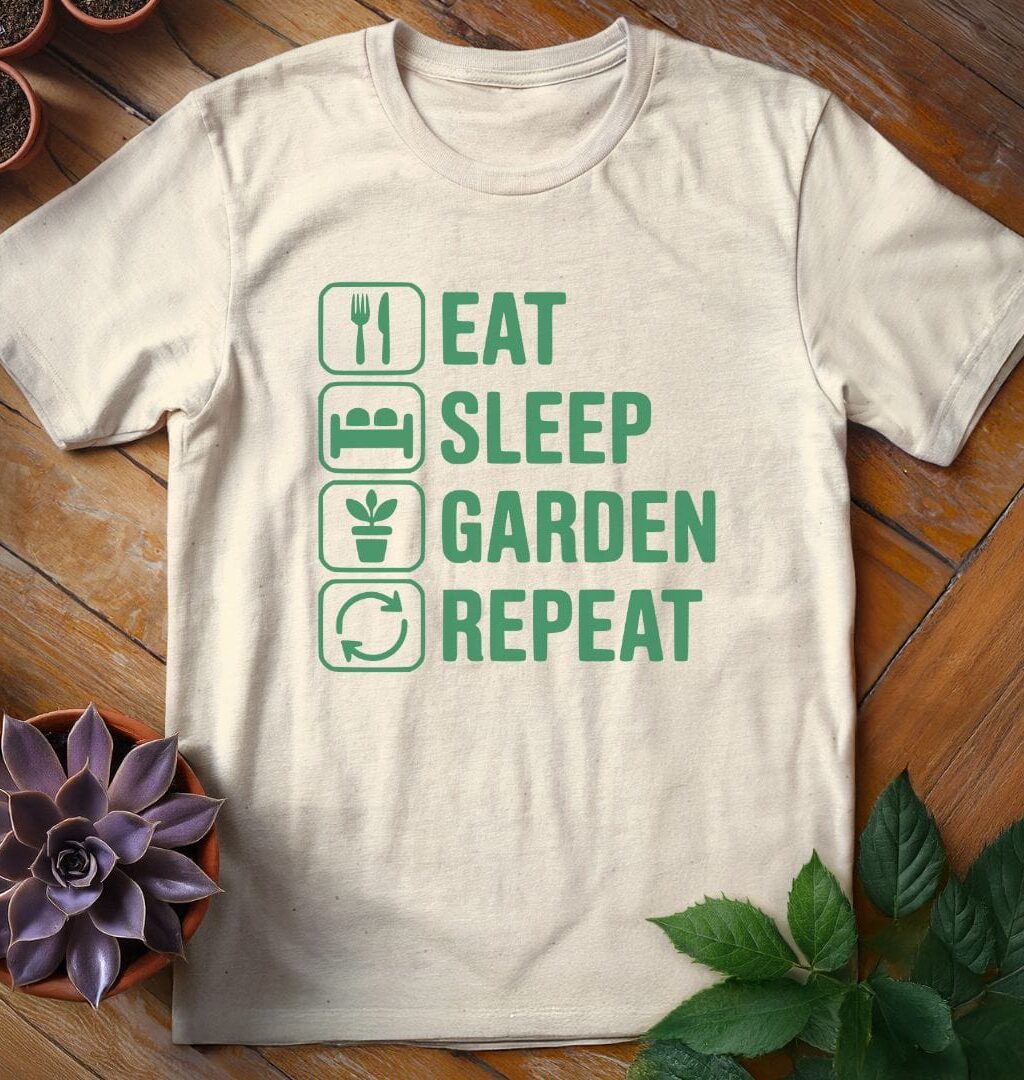 Eat. Sleep. Garden. Repeat. T-Shirt - Gardeners, Plant Lovers Gifts
