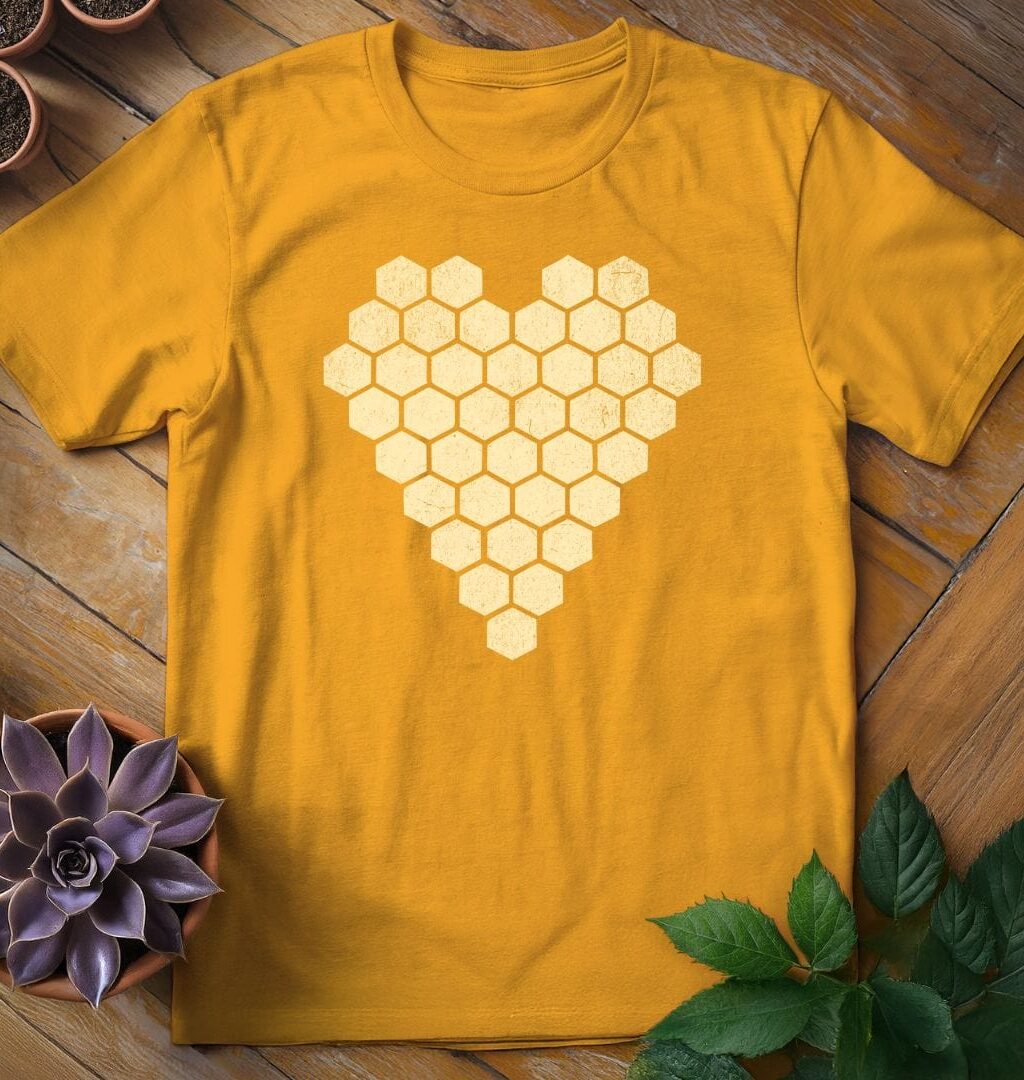Honeycomb Heart T-Shirt - Gardeners, Plant Lovers Gifts