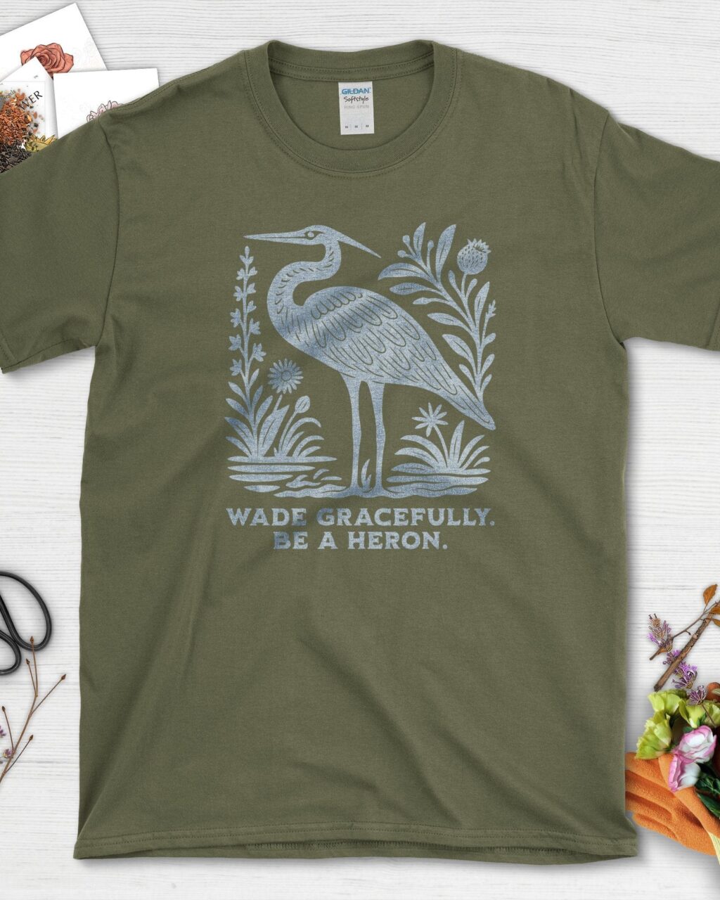 Alternative view of Be a Heron T-Shirt - Gardeners, Plant Lovers Gifts